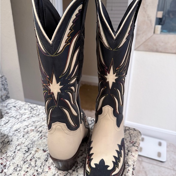 Tecovas Black and Cream Heeled Boots - Picture 3 of 5